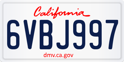 CA license plate 6VBJ997