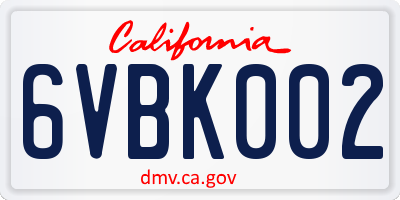 CA license plate 6VBK002