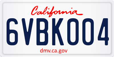 CA license plate 6VBK004