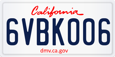 CA license plate 6VBK006