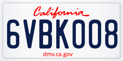 CA license plate 6VBK008