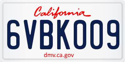 CA license plate 6VBK009