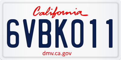 CA license plate 6VBK011
