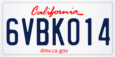 CA license plate 6VBK014