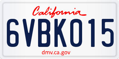 CA license plate 6VBK015