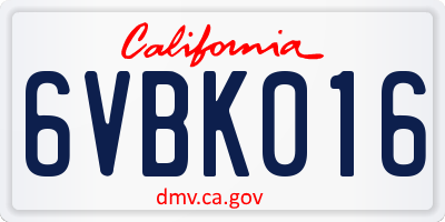CA license plate 6VBK016