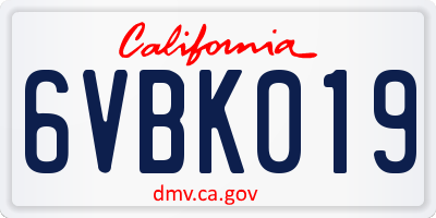CA license plate 6VBK019
