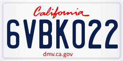 CA license plate 6VBK022