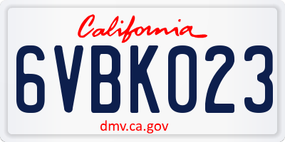 CA license plate 6VBK023