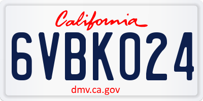 CA license plate 6VBK024