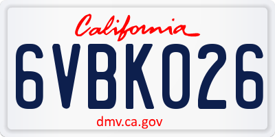 CA license plate 6VBK026