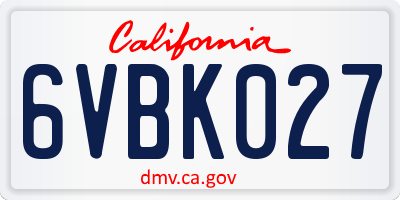 CA license plate 6VBK027