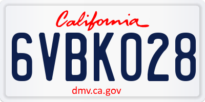 CA license plate 6VBK028