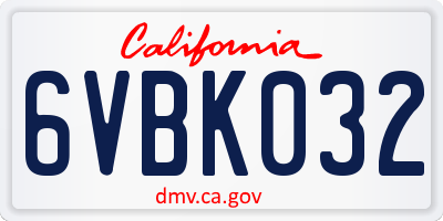 CA license plate 6VBK032