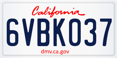 CA license plate 6VBK037