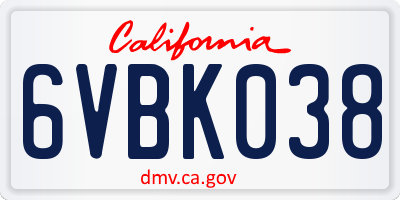 CA license plate 6VBK038