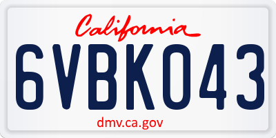CA license plate 6VBK043