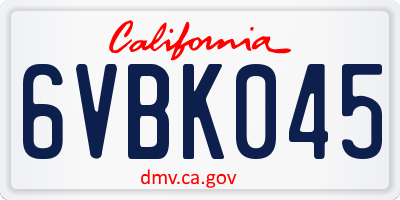 CA license plate 6VBK045
