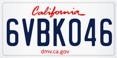 CA license plate 6VBK046