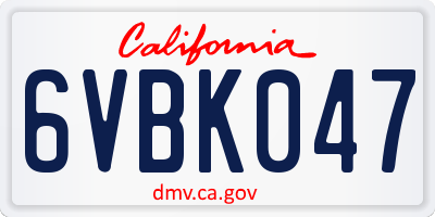 CA license plate 6VBK047