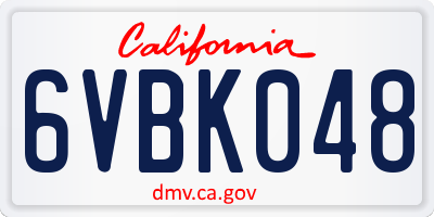 CA license plate 6VBK048