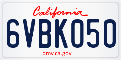 CA license plate 6VBK050