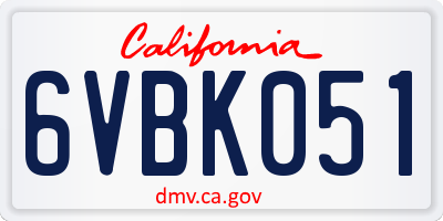 CA license plate 6VBK051