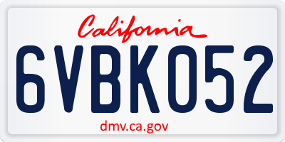 CA license plate 6VBK052
