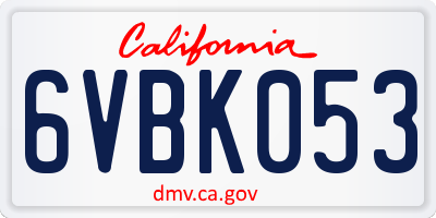 CA license plate 6VBK053