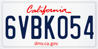 CA license plate 6VBK054