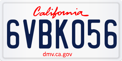 CA license plate 6VBK056