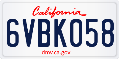 CA license plate 6VBK058