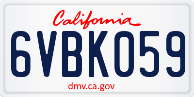 CA license plate 6VBK059