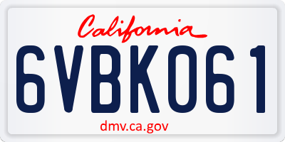 CA license plate 6VBK061