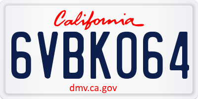 CA license plate 6VBK064