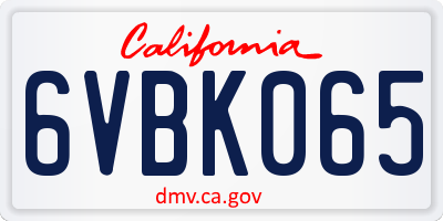 CA license plate 6VBK065