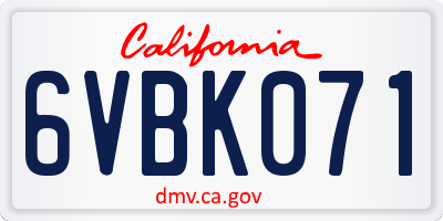 CA license plate 6VBK071