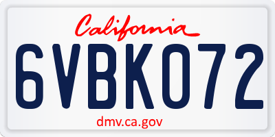 CA license plate 6VBK072