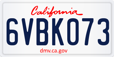 CA license plate 6VBK073