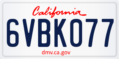 CA license plate 6VBK077