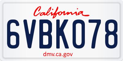 CA license plate 6VBK078