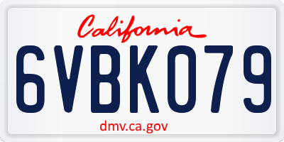 CA license plate 6VBK079