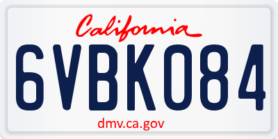 CA license plate 6VBK084