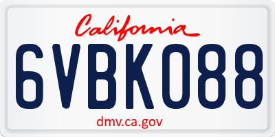 CA license plate 6VBK088