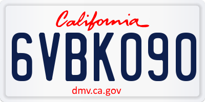 CA license plate 6VBK090