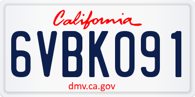 CA license plate 6VBK091