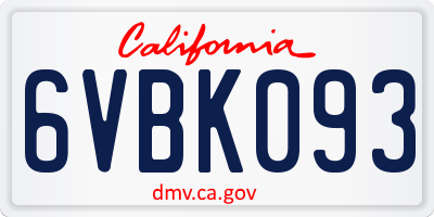 CA license plate 6VBK093