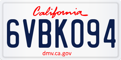 CA license plate 6VBK094