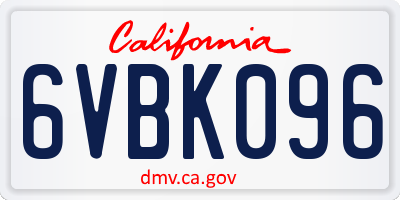 CA license plate 6VBK096