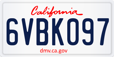 CA license plate 6VBK097